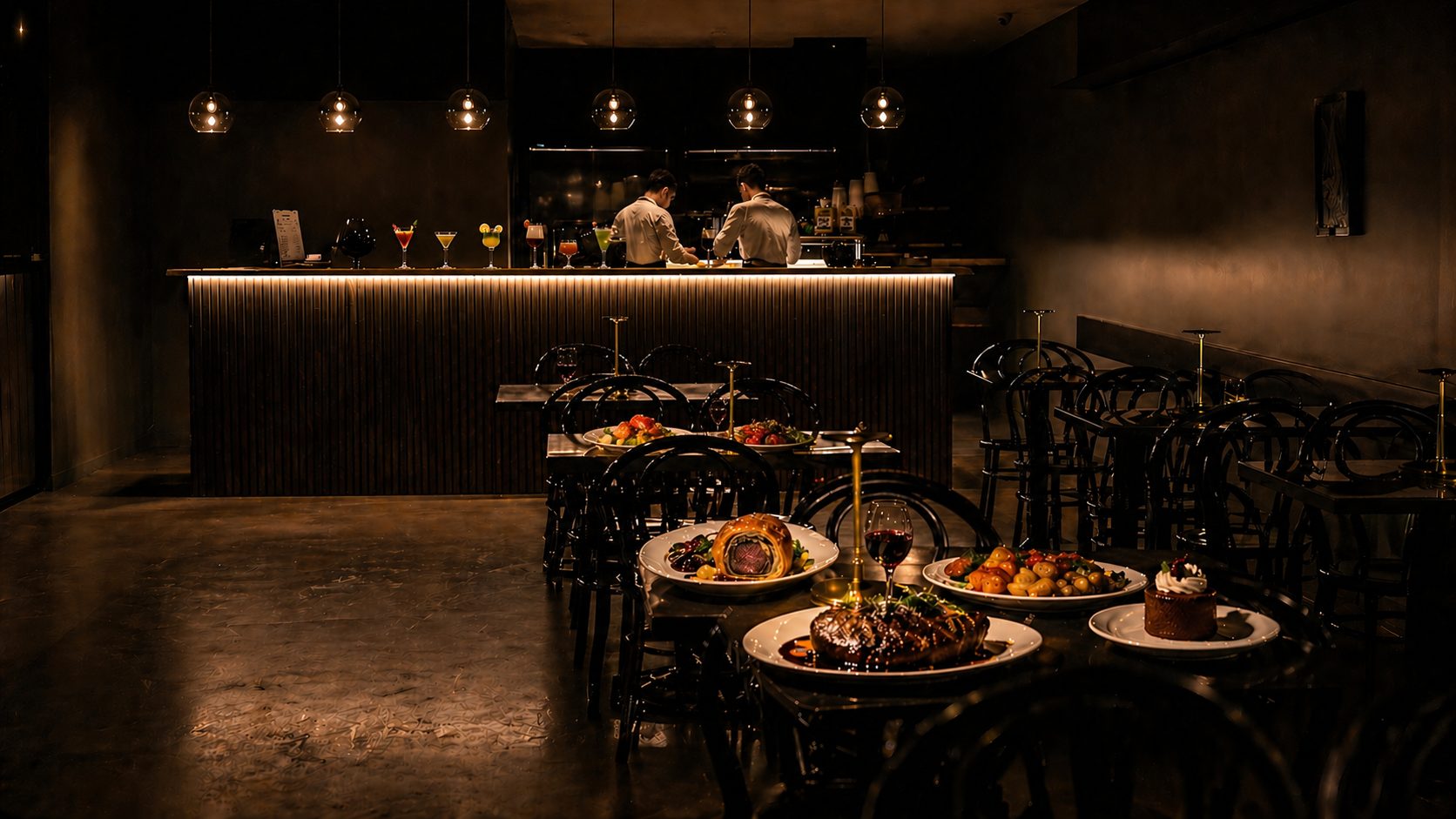 Tables filled with Mr Wellington food